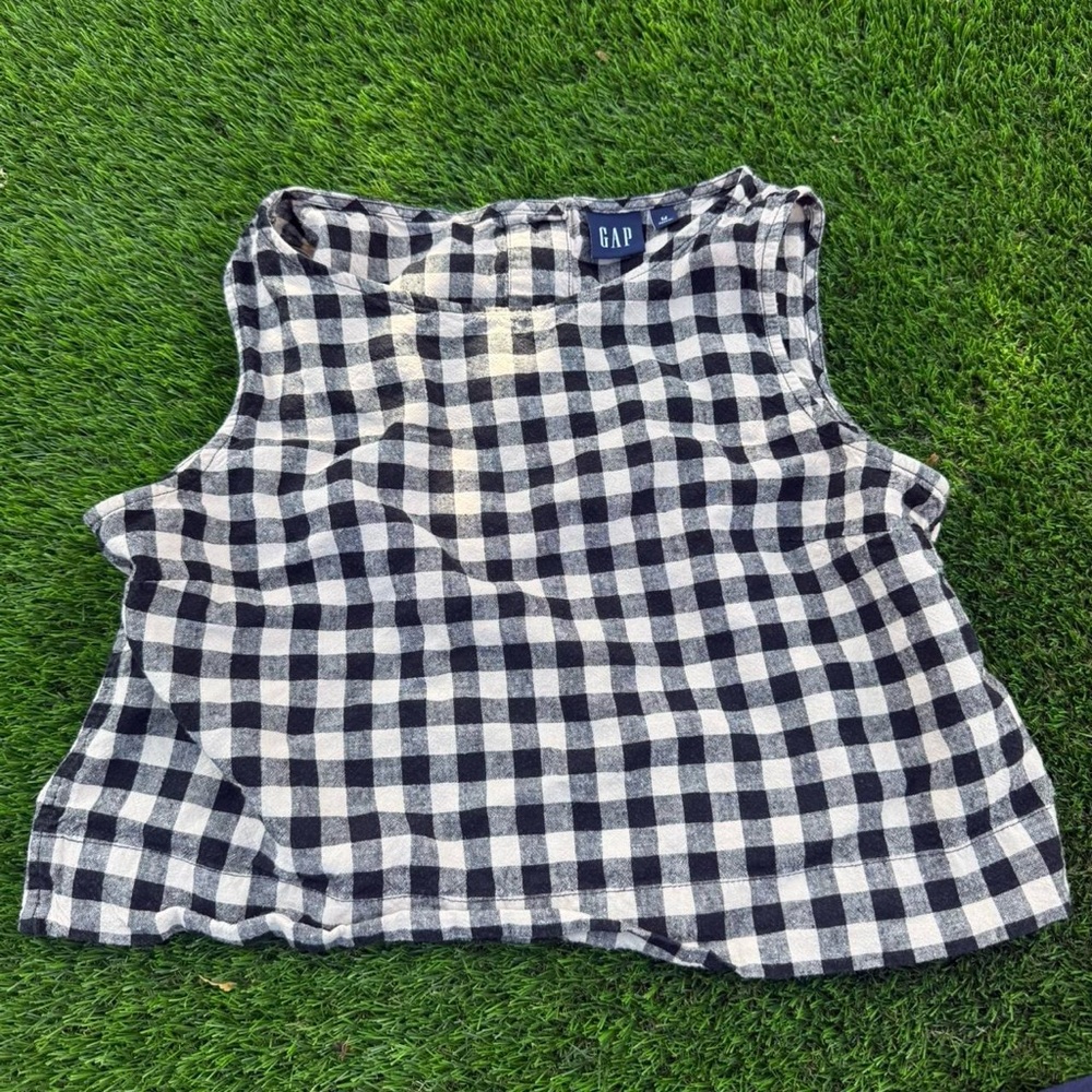 GAP Black and White Gingham Sleeveless Tank